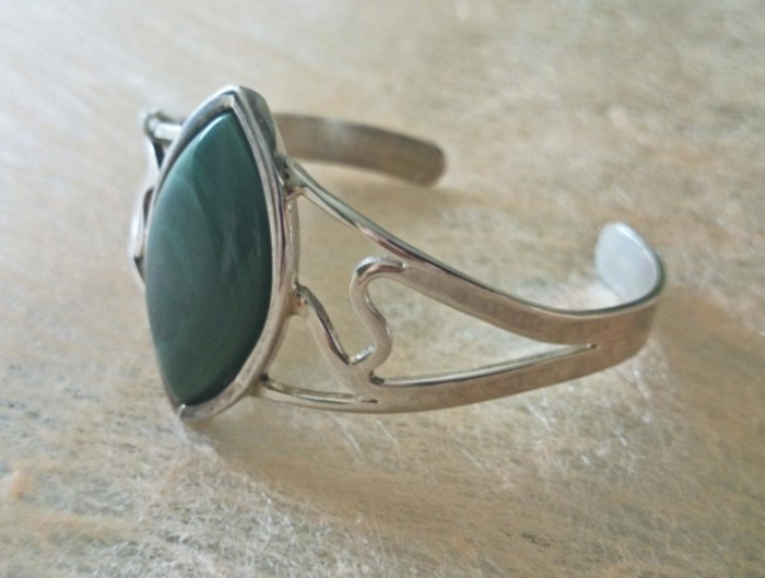 Srebrna bransoleta z malachitem - obrazek 2