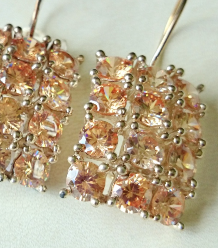 Kolczyki z łososiową cyrkonią - Image 2