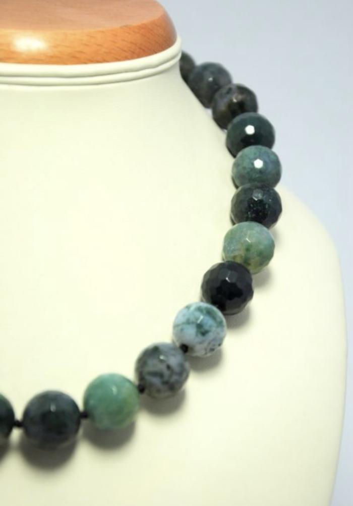 Fasetowane korale- zielony agat - Image 2