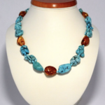 Korale z bursztynem i turkusem