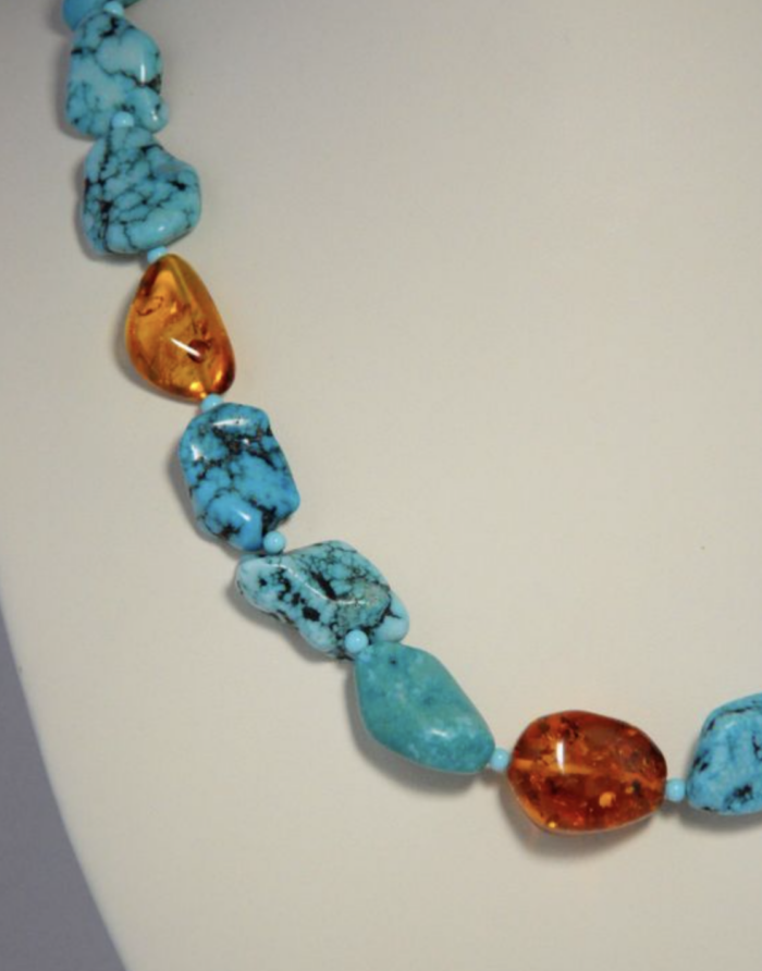 Korale z bursztynem i turkusem - Image 2