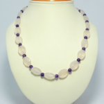 Korale- kwarc różowy i ametyst