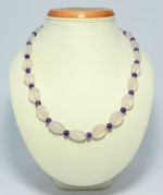 Korale- kwarc różowy i ametyst