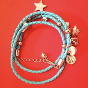 Bransoleta z niebieskich rzemyków