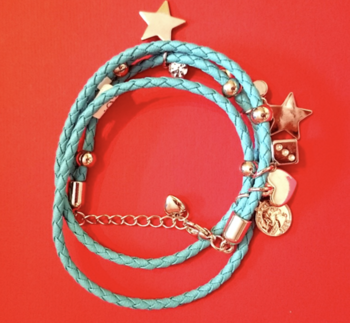 Bransoleta z niebieskich rzemyków - obrazek 1