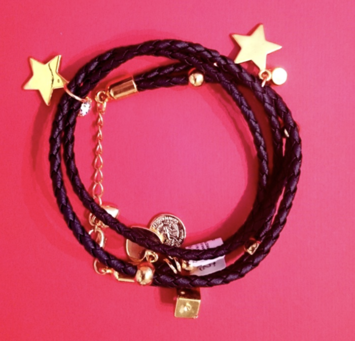 Bransoleta z czarnych rzemyków - obrazek 1