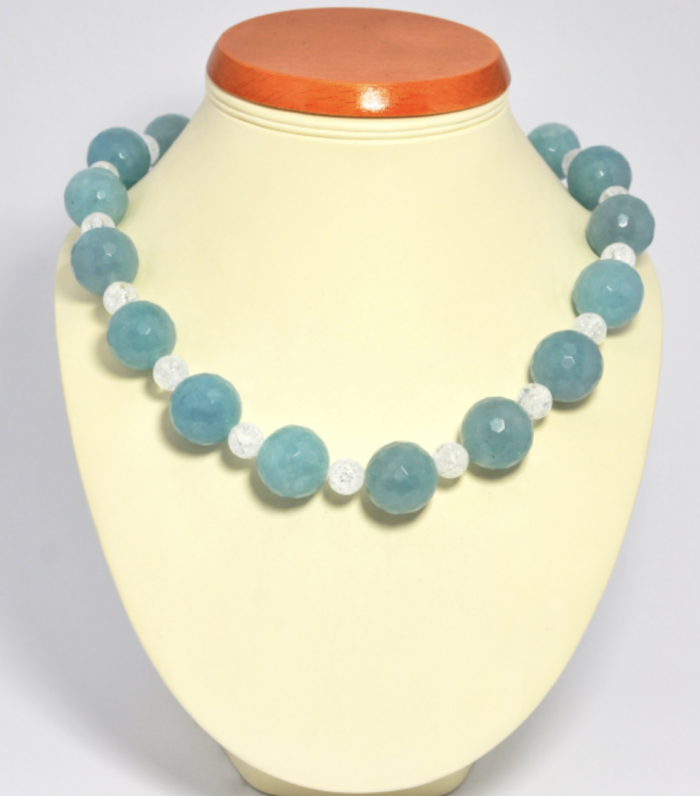 Naszyjnik z akwamarynu i kryształu górskiego - obrazek 1